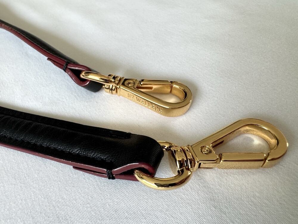 MZ Wallace Leather Strap Black/Gold/Burgundy Replacement for Shoulder Bag 36”